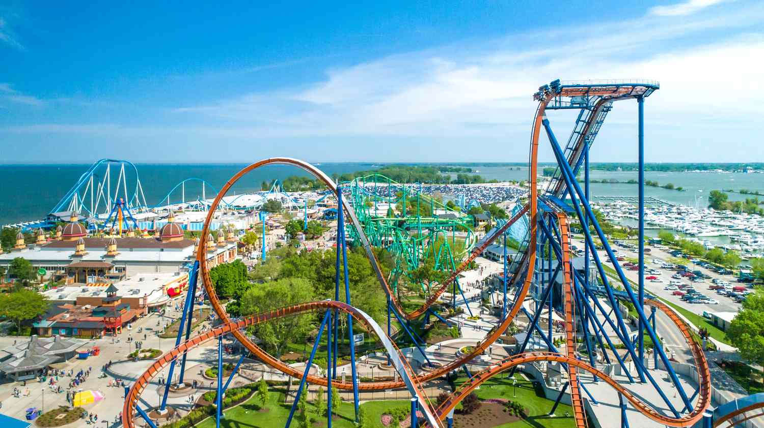 Cedar point amusement park aerial image